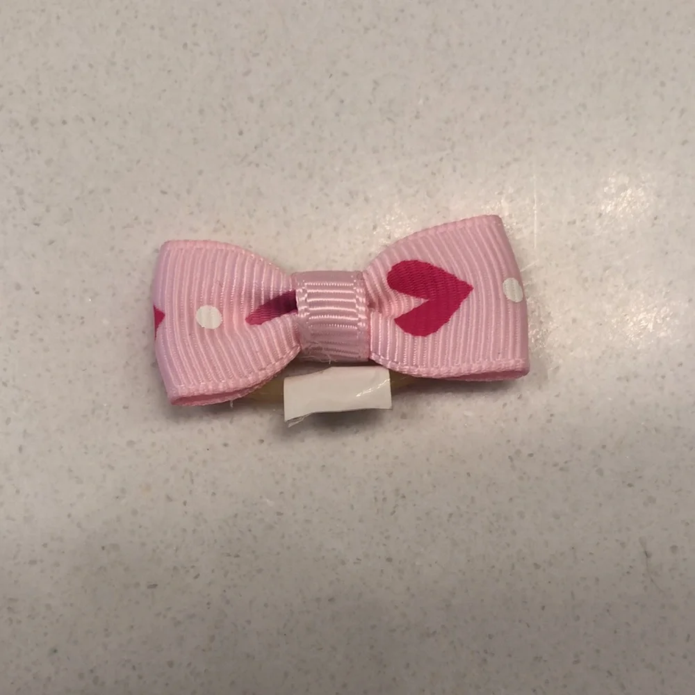 Brand New Small Dog Pet Sparkling Heart Valentine Tie and Hair Tie Pony Tail